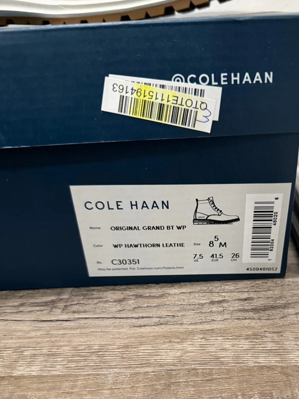 NIB Cole Haan Leather Waterproof Boots in Mens Size 8.5